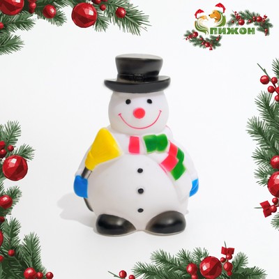 Игрушка для собак пищащая "Снеговик в шляпе", 7,5 х 11 см