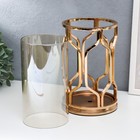 Подсвечник металл,  на 1 свечу "Соты" золото 12,5х12,5х20 см - фото 25495046