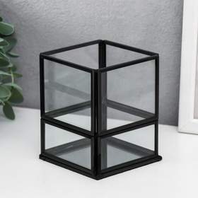 Подсвечник стекло на 1 свечу "Лофт. Прямоугольник" чёрный 10,3х8,2х8,2 см
