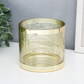 Подсвечник стекло на 1 свечу "Полоски" золото 10х10х10 см