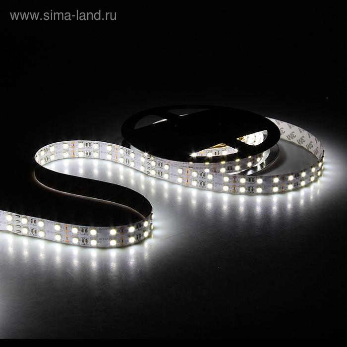 Светодиодная лента 12В, SMD5050, 5 м, IP33, 120 LED, 28.8 Вт/м, 10-12 Лм/1 LED, DC, БЕЛЫЙ - Фото 1