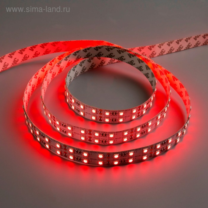 Светодиодная лента 12В, SMD5050, 5 м, IP33, 120 LED, 28.8 Вт/м, 10-12 Лм/1 LED, DC, КРАСНЫЙ - Фото 1