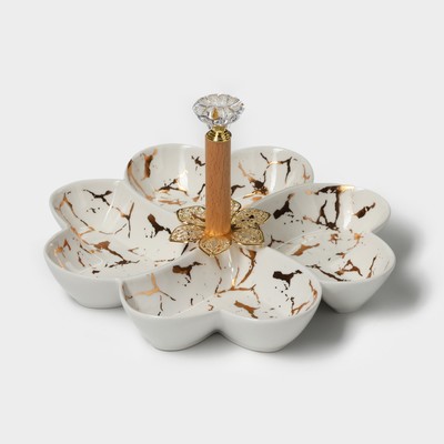 Менажница 4 ячейки «Марбл», 20×3.2 см, цвет белый