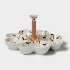 Менажница 4 ячейки «Марбл», 20×3.2 см, цвет белый