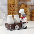 Набор керамический для специй «Повар с тележкой», 2 предмета: солонка, перечница, 60 мл - фото 21465013