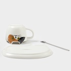 Чайная пара «Котик», 3 предмета: чашка 200 мл, блюдце 18.8×13.6 см, ложка, керамика, белая - Фото 10