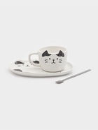 Чайная пара «Котик», 3 предмета: чашка 200 мл, блюдце 18.5×13.5 см, ложка, керамика - Фото 1