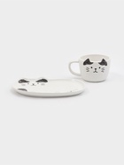 Чайная пара с ложкой «Котик», чашка 200 мл, блюдце 18×11 см - фото 809633736