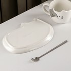 Чайная пара с ложкой «Котик», чашка 200 мл, блюдце 18,5×13,5 см  (артикул 7329168)  большой выбор товаров оптом и в розницу по низким ценам с доставкой