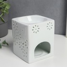 Аромалампа керамика с подставкой под свечу "Кружево цветочное куб" белый 9,5х8,5х8,5 см - Фото 2