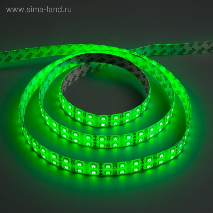 Светодиодная лента 12В, SMD5050, 5 м, IP65, 120 LED, 28.8 Вт/м, 10-12 Лм/1 LED, DC, ЗЕЛЁНЫЙ - Фото 1
