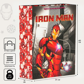 Пакет подарочный "Iron Man", Мстители, 31х40х11,5 см