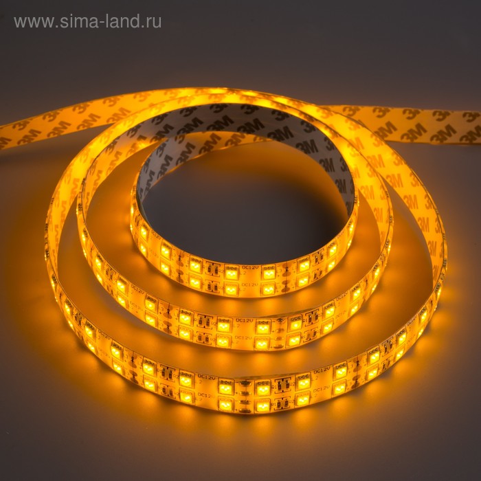 Светодиодная лента 12В, SMD5050, 5 м, IP65, 120 LED, 28.8 Вт/м, 10-12 Лм/1 LED, DC, ЖЁЛТЫЙ - Фото 1