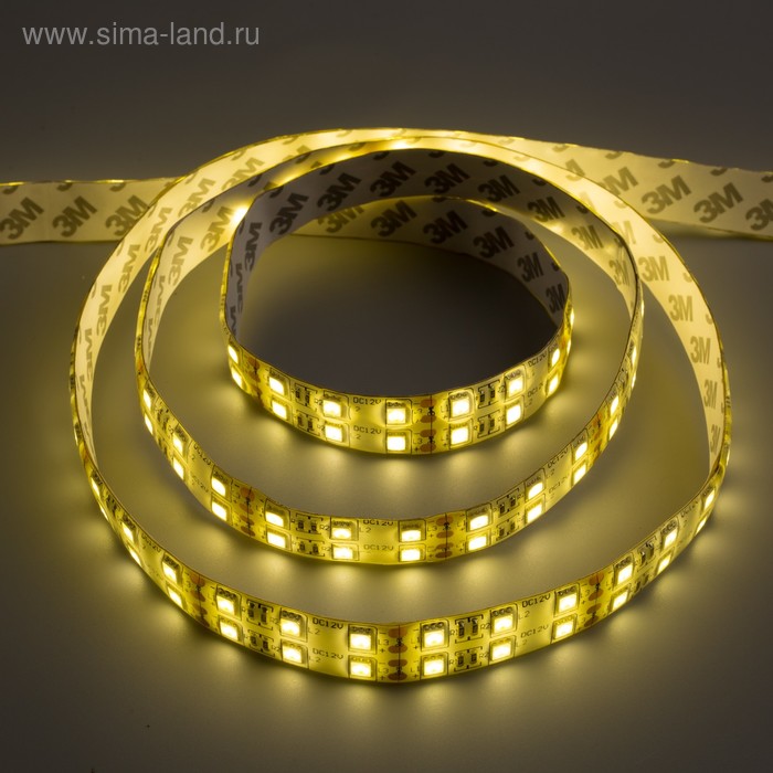 Светодиодная лента 12В, SMD5050, 5м, IP65, 120LED, 28.8Вт/м, 10-12 Лм/1 LED, DC, ТЁПЛЫЙ БЕЛЫЙ - Фото 1