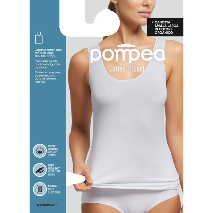 Майка женская CANOTTA SPALLA LARGA PLANET, размер S, цвет bianco