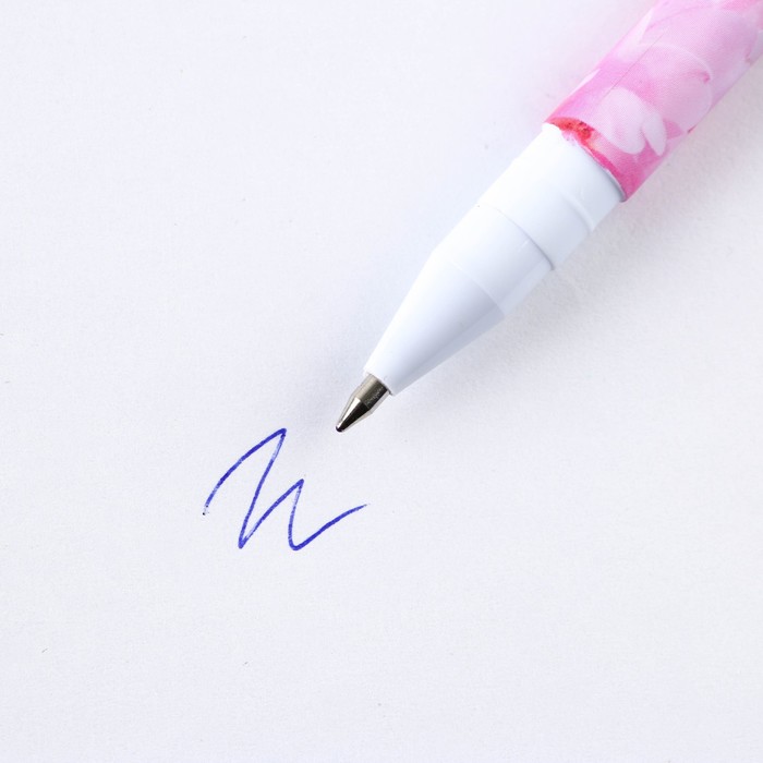 Ручка шариковая синяя паста 0.7 мм с колпачком «Самой нежной» пластик софт-тач - фото 1907364781