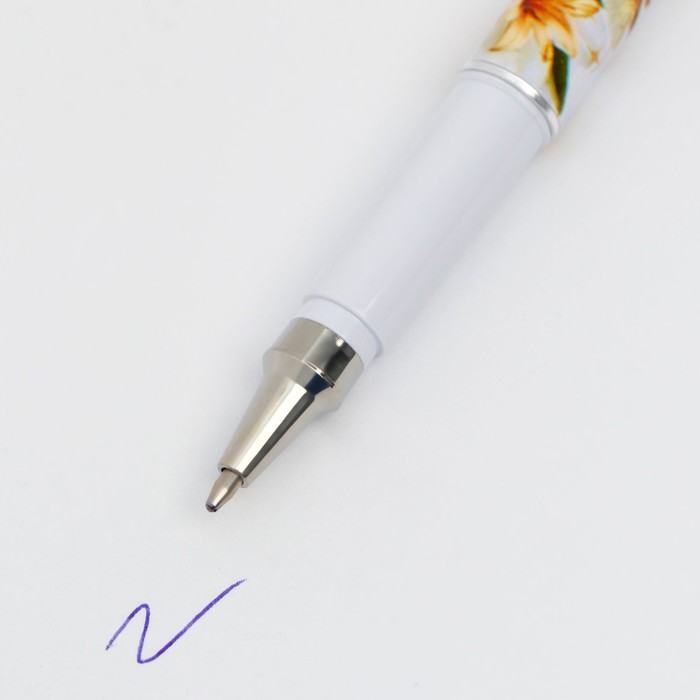 Ручка шариковая синяя паста 1.0 мм с колпачком «Сияй ярче всех» пластик - фото 1907364812