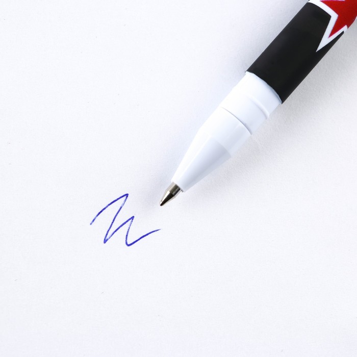 Ручка шариковая синяя паста 0.7 мм с колпачком «Тому, кто держит удар» пластик софт-тач - фото 1926341715