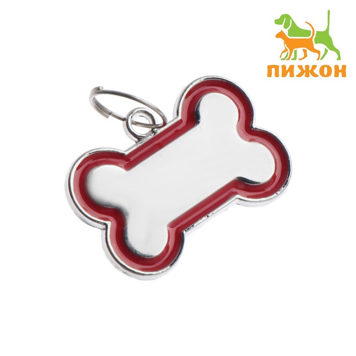 Адресник под гравировку "Косточка" объёмная, 3,2 х 2,3 см, красный - Фото 1