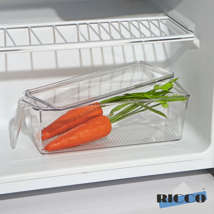 Контейнер для холодильника с крышкой и ручкой, 32×10×10 см