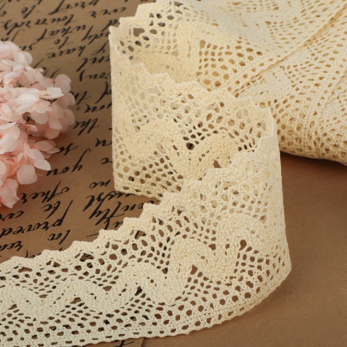 Кружево вязаное, 60 мм, 10±1 м, бежевое