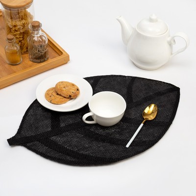 Набор салфеток «Доляна. Листочки», чёрный, 30×45 см, 2 шт.