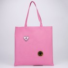 Шопер без молнии, без подкладки, с липучками, цвет розовый - фото 25269568