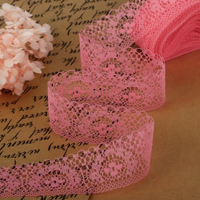 Кружево капроновое, 35 мм, 10±1 м, цвет коралловый