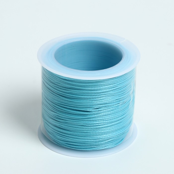 Шнур вощеный из полиэстера d=0,5 мм, L=50 м, цвет голубой - Фото 1