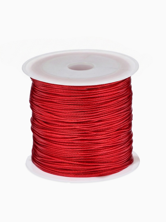 Шнур вощеный из полиэстера d=0.5 мм, L=50 м, красный - Фото 1