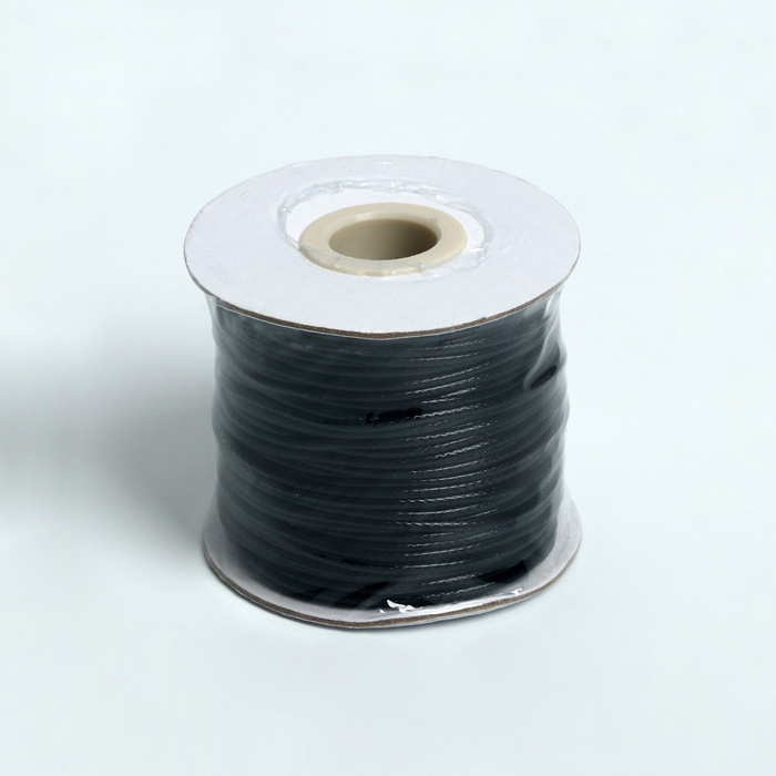 Шнур вощёный на бобине d=1,5 мм, L=50 м, цвет чёрный - Фото 1