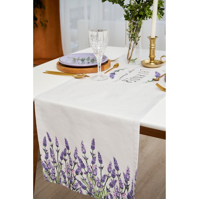 Дорожка на стол "Этель" Lavender 40х146 см, 100% хлопок, саржа 190 г/м2 - фото 1907365155