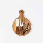 Набор для подачи сыра Magistro Shape, 2 ножа, доска, акация - Фото 2