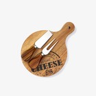 Набор для подачи сыра Magistro Shape, 2 ножа, доска, акация - Фото 3