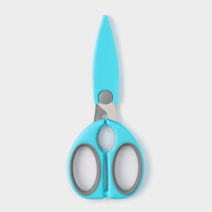 Ножницы кухонные Доляна «Эльба», 22 см, цвет голубой - Фото 1