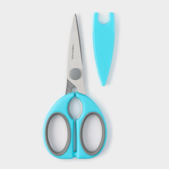 Ножницы кухонные Доляна «Эльба», 22 см, цвет голубой - фото 1880847731