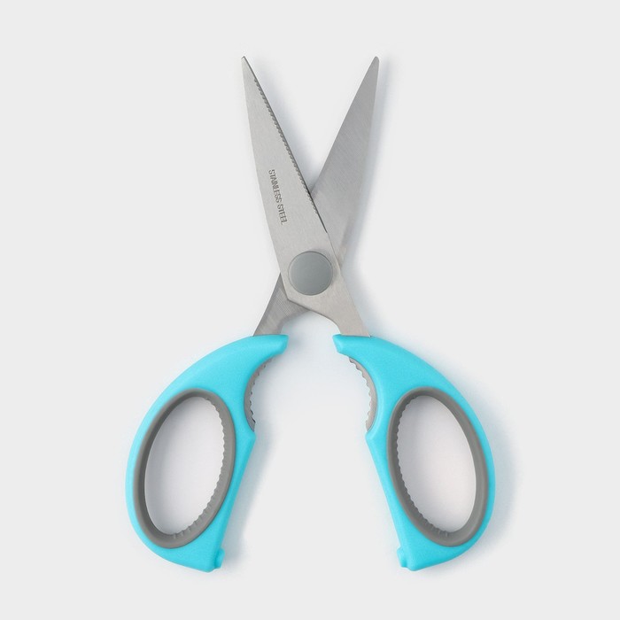 Ножницы кухонные Доляна «Эльба», 22 см, цвет голубой - фото 1911672656