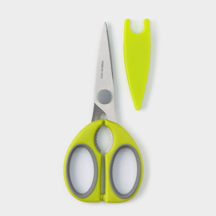 Ножницы кухонные Доляна «Эльба», 22 см, цвет зелёный - фото 1911672663