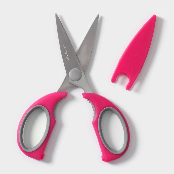 Ножницы кухонные Доляна «Эльба», 22 см, цвет розовый - фото 1882334950