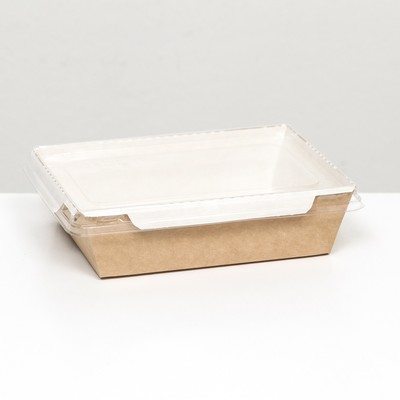Контейнер с плоской крышкой, крафт, 0.5 л, 16×12×4.5 см