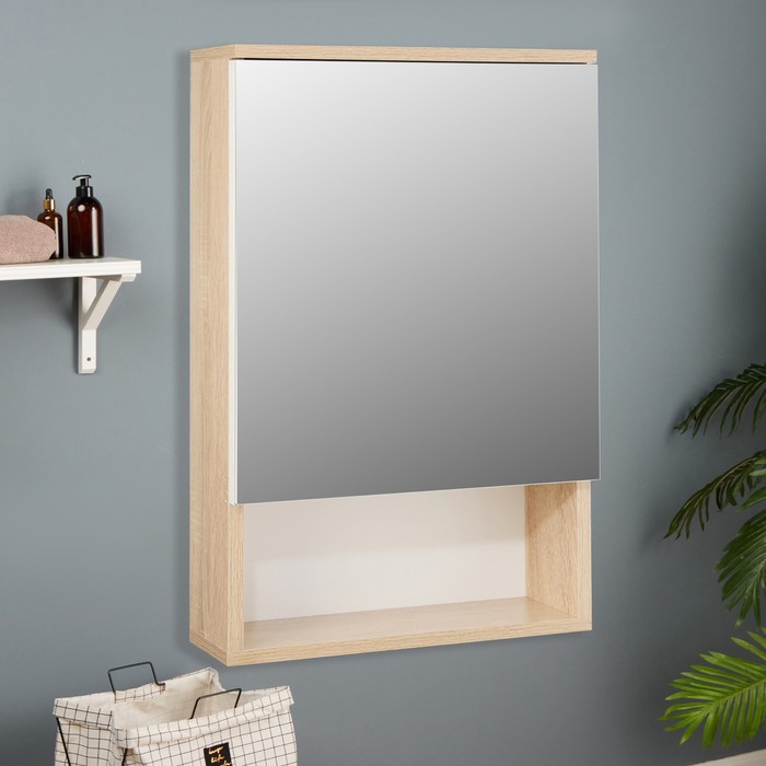 Зеркало-шкаф для ванной комнаты "Вена 50" белый/сонома, 50 х 70 х 13,6 см - Фото 1