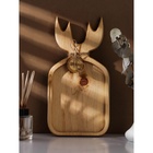 Доска разделочная деревянная авторская Adelica «Рога», 35×18×2,5 см, цельный массив кедра, цвет молочный - Фото 1