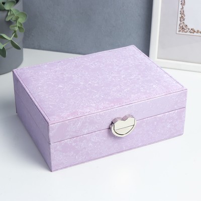 Шкатулка для часов 2 отделения и украшений «Под бархат», кожзам, сиреневая, 8×15.5×20.5 см