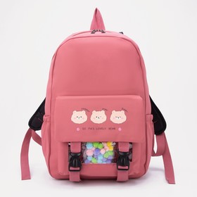 Рюкзак молодёжный из текстиля, 3 кармана, цвет ярко-розовый