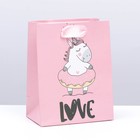 Пакет подарочный, упаковка, «Любовь единорога», 14 х 11 х 6,5 см  (артикул 7435405)  большой выбор товаров оптом и в розницу по низким ценам с доставкой