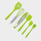 Набор кухонных принадлежностей Green, 6 предметов, силикон, зелёный - Фото 2