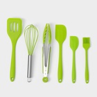 Набор кухонных принадлежностей Green, 6 предметов, силикон, зелёный - Фото 1