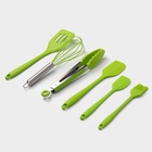 Набор кухонных принадлежностей Green, 6 предметов, силикон, зелёный - Фото 3