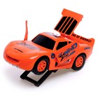 Машина «Тачка», работает от батареек, стреляет дисками, свет и звук, цвет оранжевый - фото 25511832