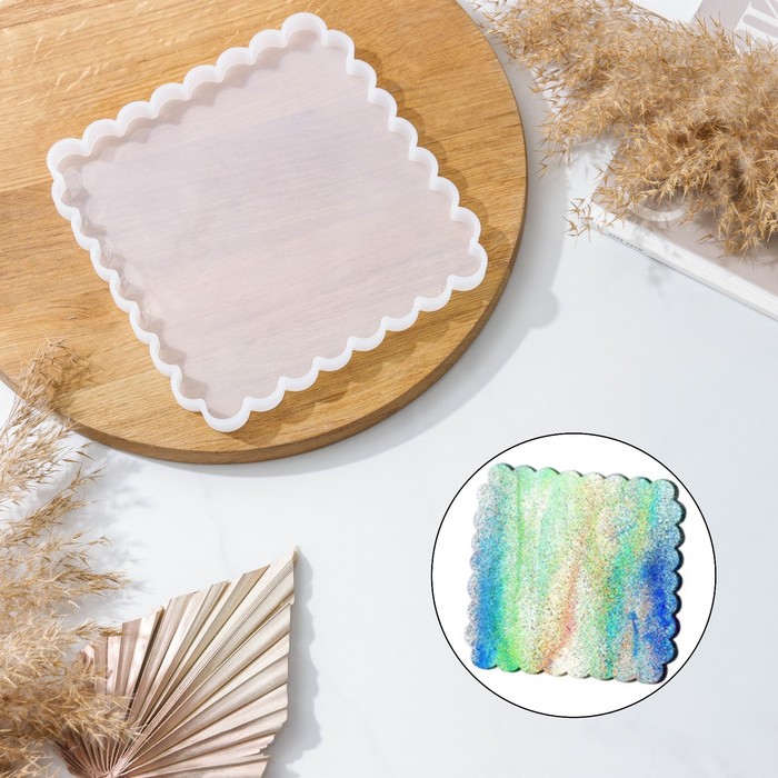 Молд для эпоксидной смолы Доляна «Блоссом. Квадрат», силикон, 19,5×19,5×1,1 см, цвет прозрачный - Фото 1